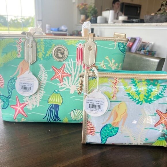 Spartina 449 Handbags - Spartina purse with small zippered pouch.  Mermaid design.